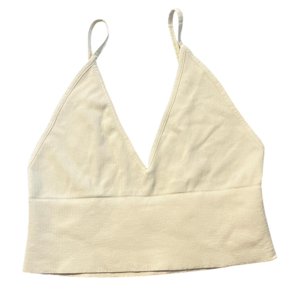 Free People Ali Low Back Seamless Bra Top M/L Cream NWOT